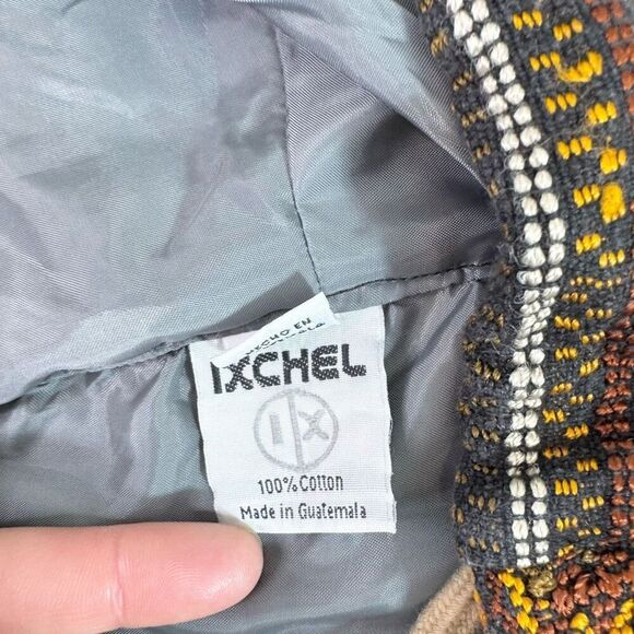 Ixchel Jacket Mens Small Brown Long Sleeve Hooded Drawstring Folk Art Vintage - Picture 5 of 9